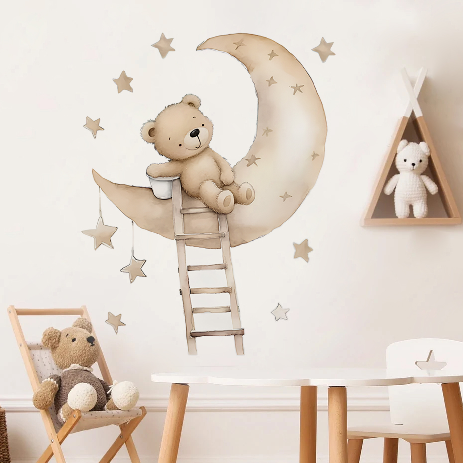 Cute Bear Star Cloud Wall Stic - Baby Nursery Decor Girl recension och pris