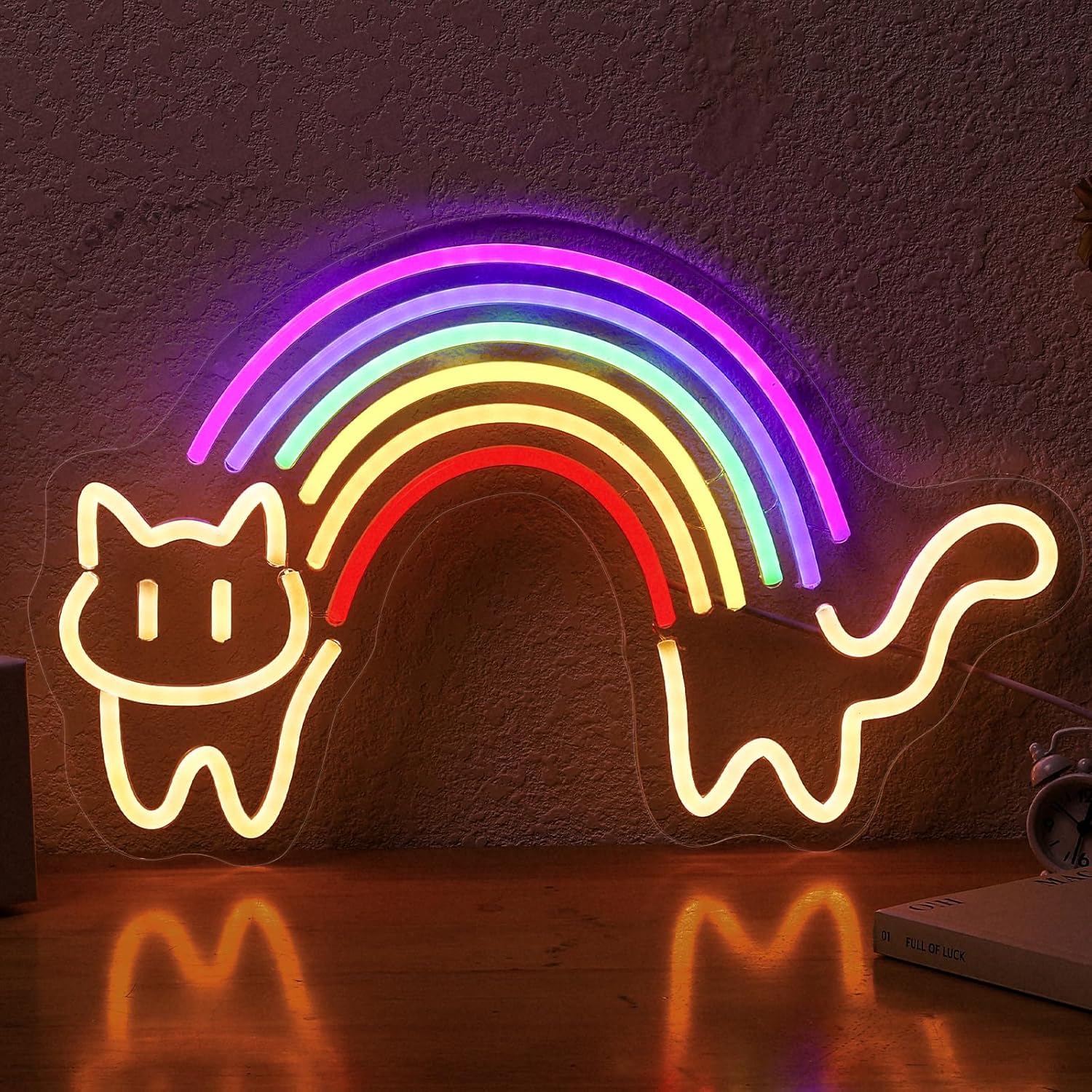 Rainbow Cat Neon Sign Cute Cat - Baby Nursery Wall Lights recension och pris